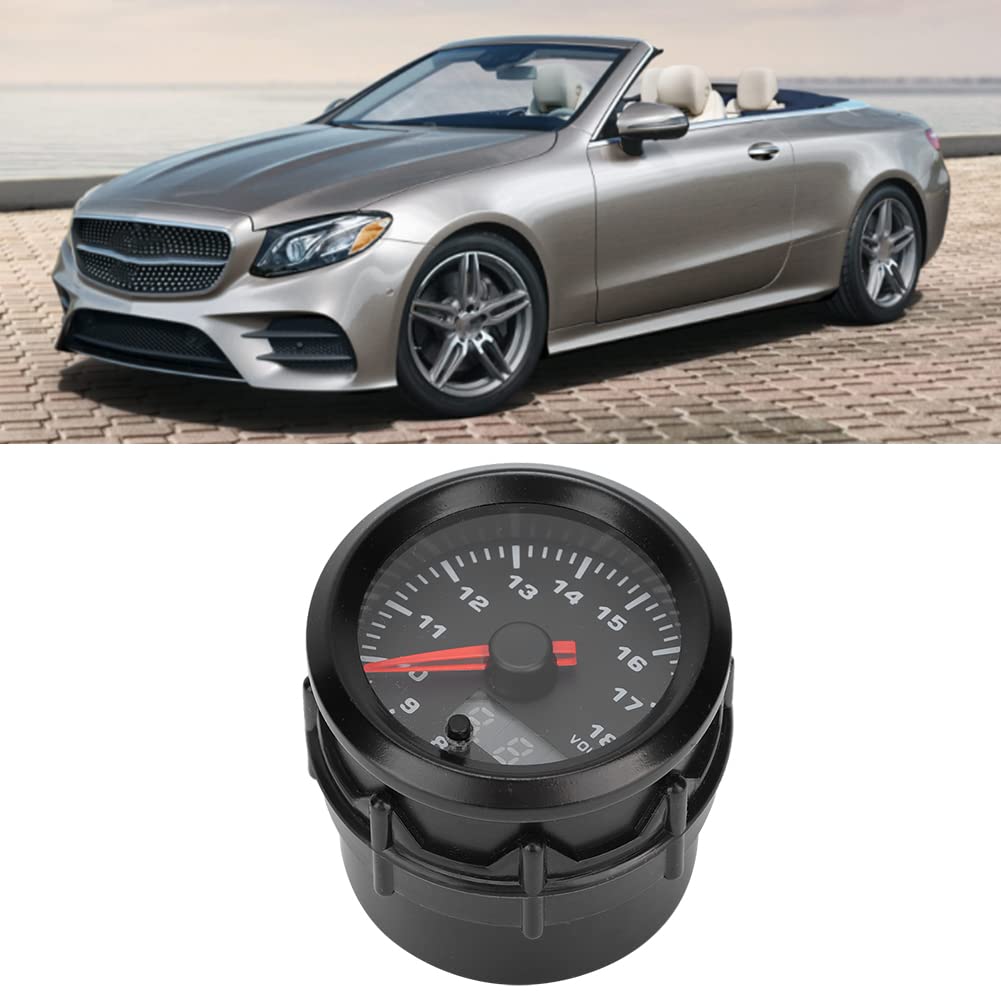 Voltmetro Universale per Auto da 52 Mm con Motore Passo-passo, Materiale ABS di qualità, Risposte Rapide per Tutte le Auto a Benzina Modificate, Dimensioni 2 X 1,9", Colore Guscio Nero