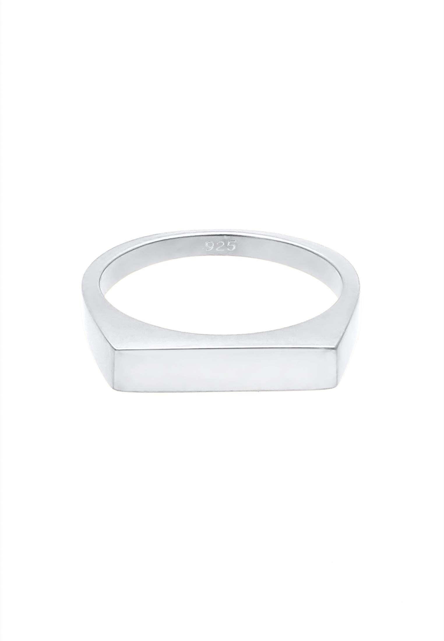 Elli Anillos Mujeres Sello Cuadrado Geo Diseño Básico en Plata de Ley 925
