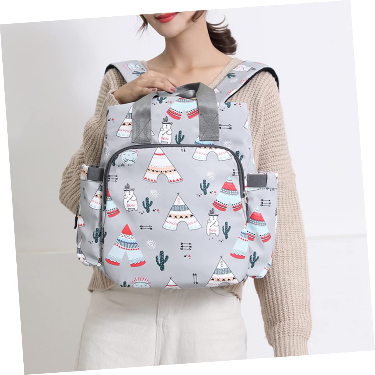 Mumienschultertasche für Mütter Praktischer Organizer Dunkelgrau für Unterwegs mit Großem und Feuchtigkeitsbeständigem