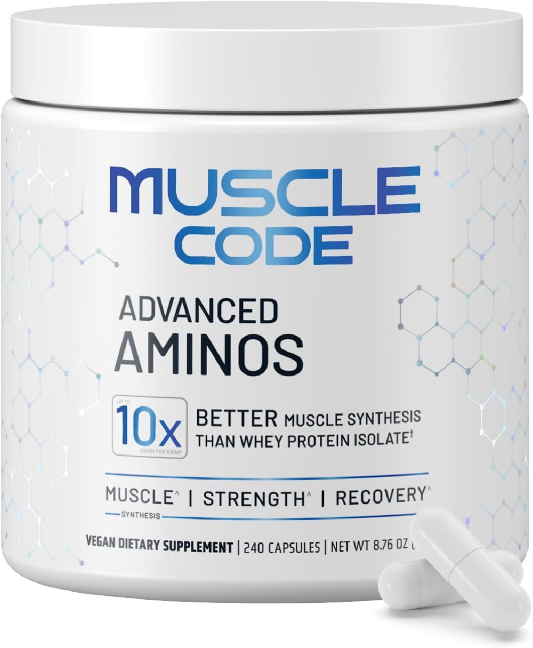 NAUTILUS Muscle Code Essential Amino Acid Capsules – Muscle Synthesis & Recovery & Strength – Unflavored – 60 Servings – Clinically Studied – 0g Sugar, Keto, Vegan, Gluten Free, Dairy Free