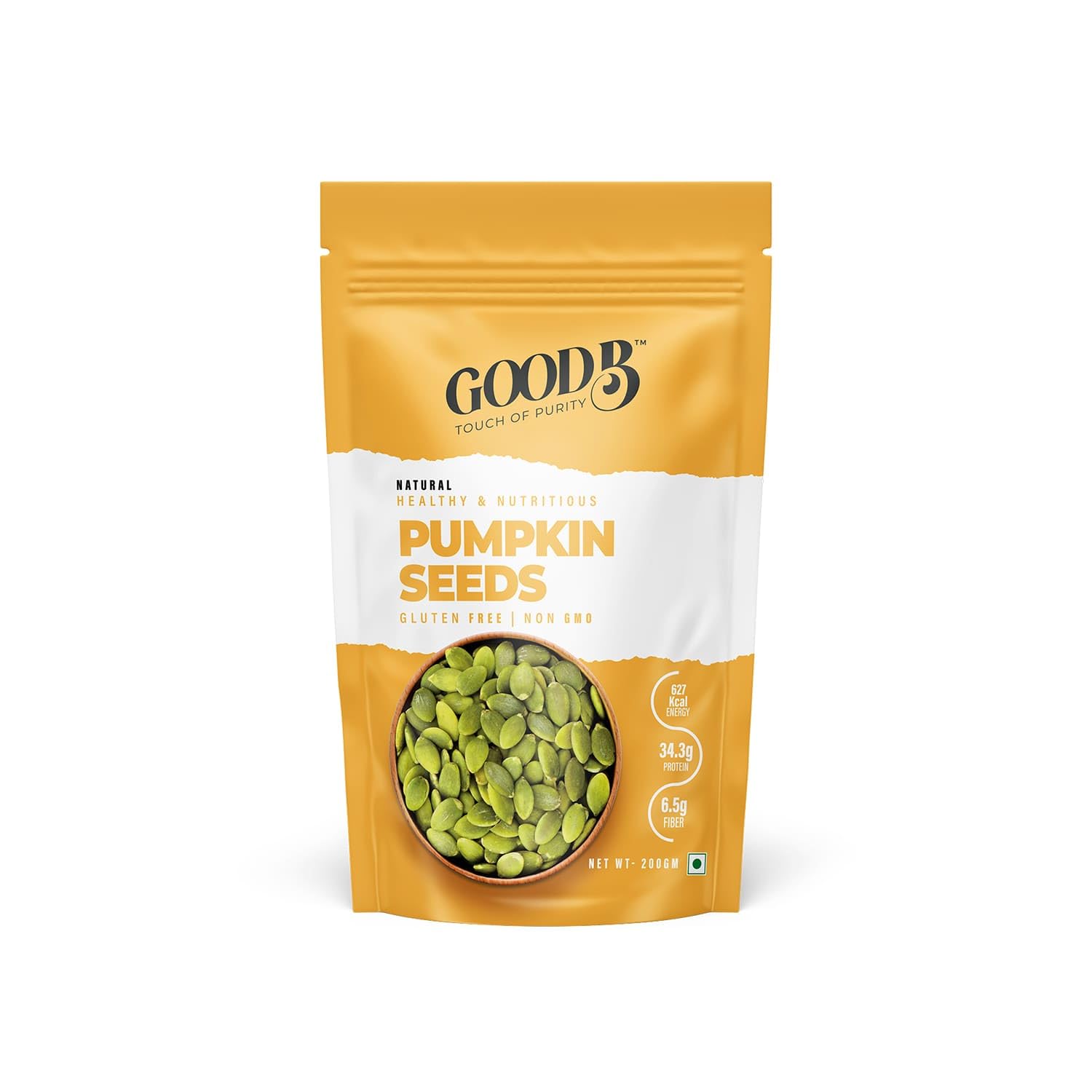 GOODB Premium Raw Organic Pumpkin Seeds for Eating, Rich in Protein, Fiber & Minerals, 200g Pack of 1 - Nutrient-Packed Superfood for Healthy Snacking (B0BFNQZKV2) Amazon Price History, Amazon Price Tracker