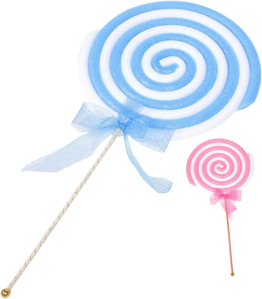PRETYZOOM Large Foam Lollipop Props 2pcs Blue and Red Oversized Fake Candy Photo Booth Decorations for Party Carnival Wedding and Cosplay