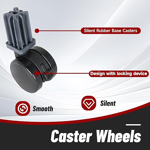 Miniatura 3 de findmall 2 juegos de rueda giratoria de repuesto para parrilla, rueda giratoria de bloqueo de 2-516 de diámetro con inserto cuadrado, rueda