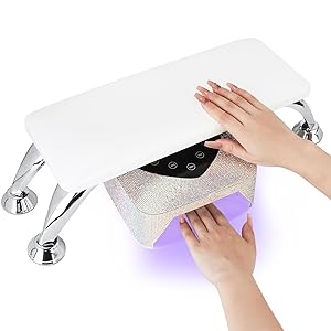 Cojín reposamanos para uñas,reposabrazos para uñas con soporte de acero inoxidable,Cojín de Mano de Manicura de Cuero de Microfibra ideal para salón de manicura,suave e impermeable (blanco)