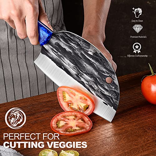 6.7 Inches Serbian Chef Knife Hand Forged Butcher Knives Sharp Chopping Full Tang Vegetable Meat Cleaver With Sheath For Kitchen Outdoor Bbq Camping Valentine's Day Christmas Gift Idea Men #TOP2