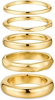 Gold Rings For Women Non Tarnish Plated Gold Ring Set Stackable Stacking Gold Filled Jewelry Finger Rings Wedding Bands Dainty Thumb Chunky Ring Pack Size5 6 7 8 9