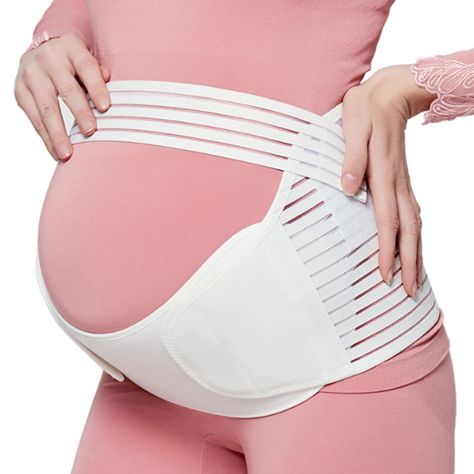 BATLAM 3-in-1-Bauchbänder für Schwangere, Schwangerschaftsstützbandage, atmungsaktiv und verstellbar, weiß, Mutterschaft (M, L, XL)