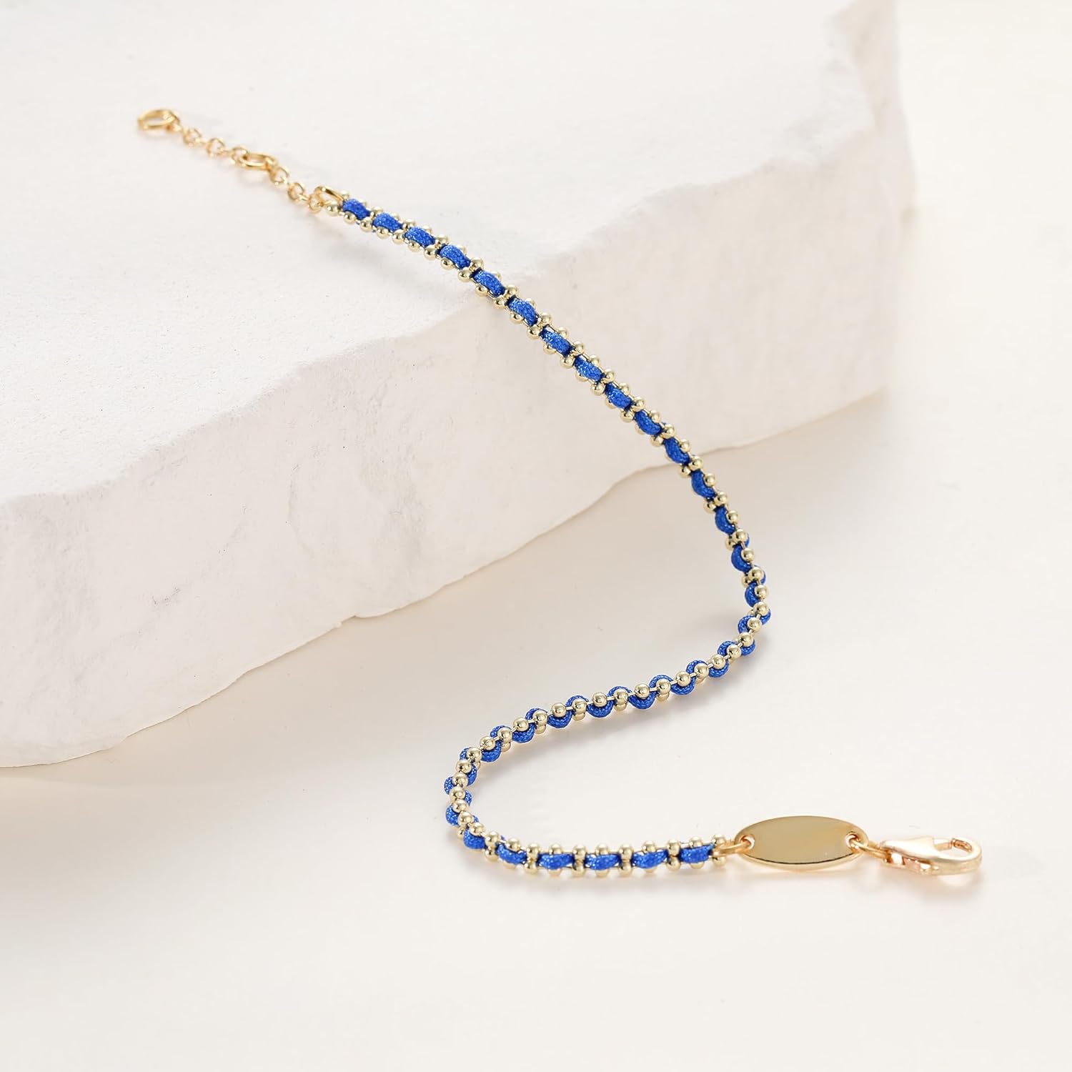 LEGENSTAR Gold Bracelet for Women 18K Gold Dainty Plated Lucky Bracelet for Women Handmade String Interwoven with Gold Chain Adjustable Length Simple Gold Bracelet Fashion Accessory - Image 4