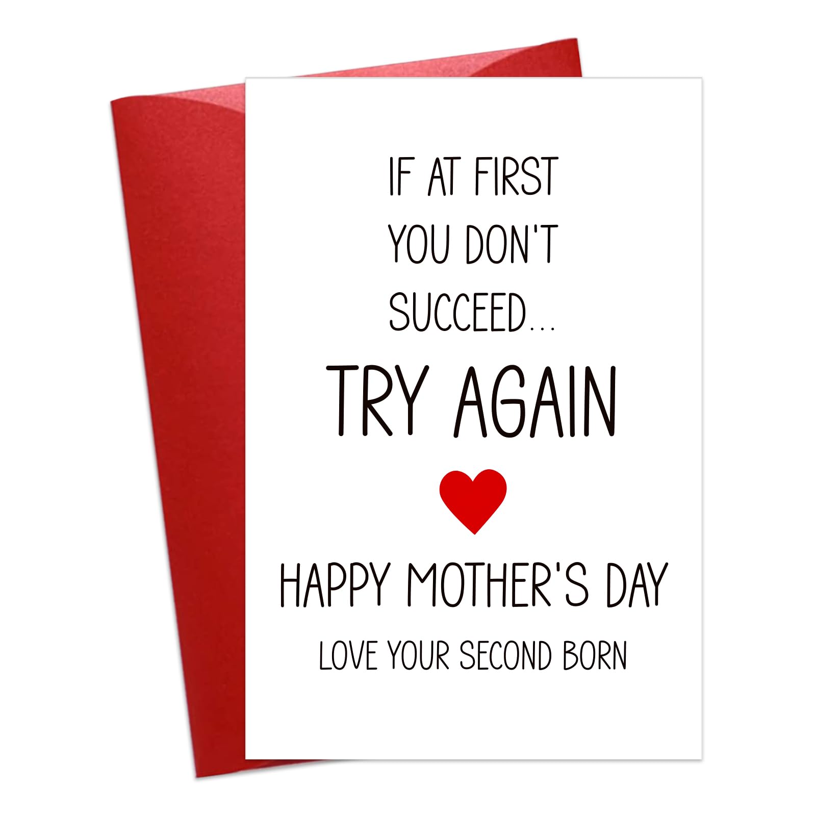 BIZIBAFF Funny Mothers Day Card - 4" x 6" Happy Mother's Day Card Gifts for Mom Humor Mothers Day Birthday Gifts from Second Born Child Mom Birthday