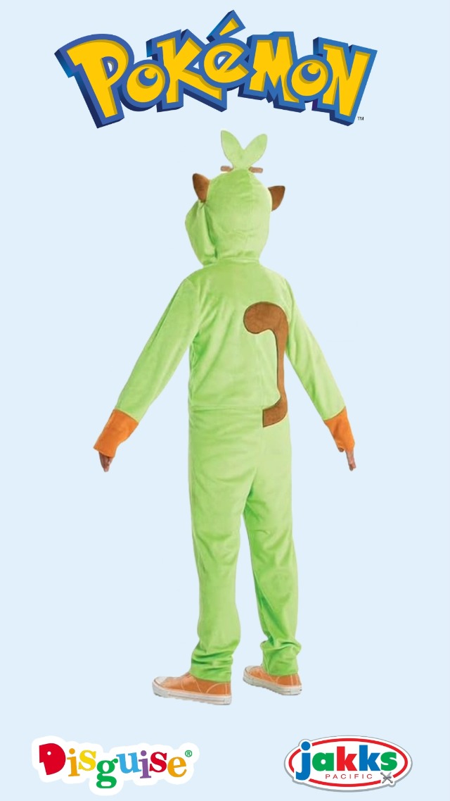 DISGUISE Grookey Pokemon Kostüm – Hooded Jumpsuit, Grün, Kapuze Mit Stick, Inkl. Schwanz, Offizielles Nintendo Produkt