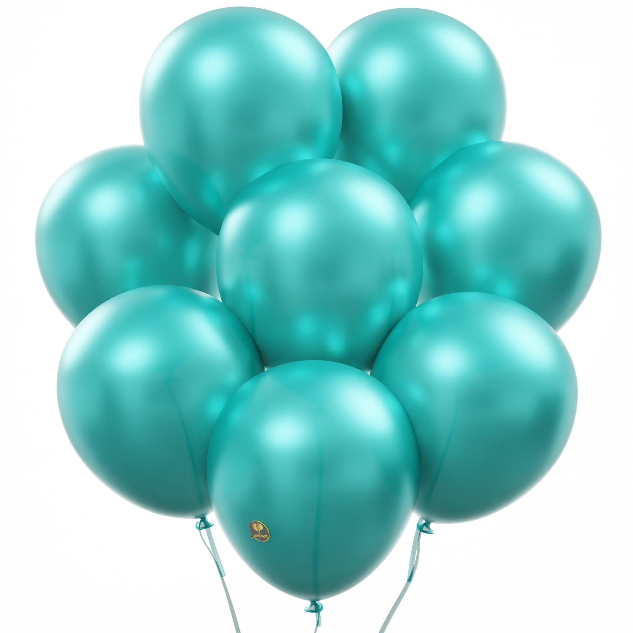 AFTERLOON® Biodegradable Balloons 24 pcs Pearlized Turquoise Blue 12 Inch, Natural Rubber Latex Plastic-Free Alternative Pearlescent Durable Thickened Extra Strong Helium Float, ballon Globos Decor