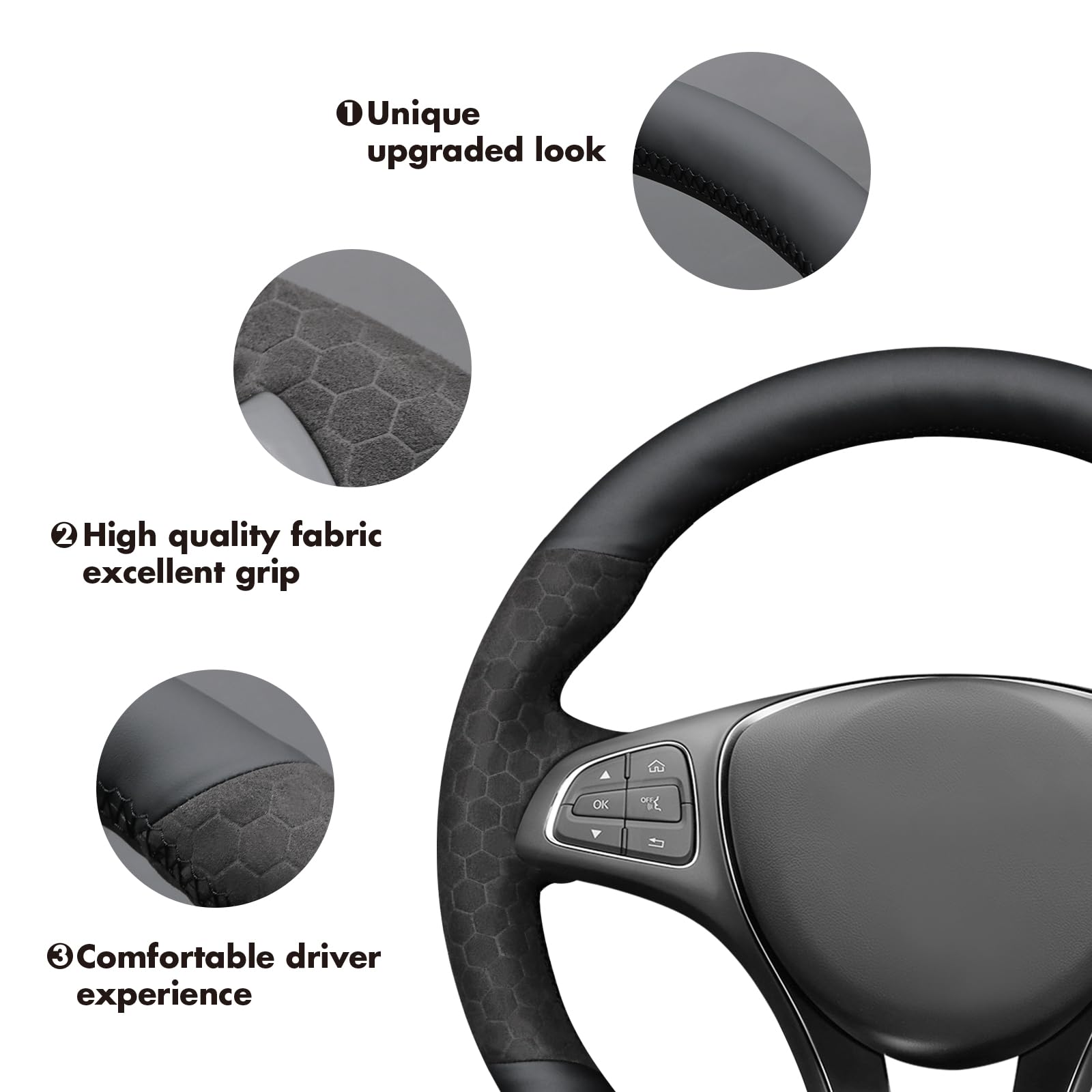MEWANT Funda de Volante para W176 W246 W205 C117 C218/X218 W213 W447 X156 X253/C253 W166/C292 X166019 W447 W470 | W176 W246 W205 C117 C218 / X218 W213 W447 X156 X253 / C253 W166 / C292 X166019 W447 W470 Transpirable Duradero
