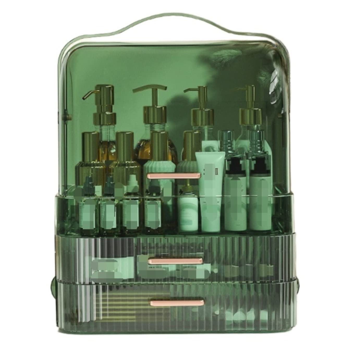 Kosmetik Make Up Organizer Kunststoff-Make-up-Organizer Für Den Schreibtisch, Kosmetik-Aufbewahrungsbox, Schminktisch, Hautpflege-Produktregal Schmink Beauty Zubehör(Grün)