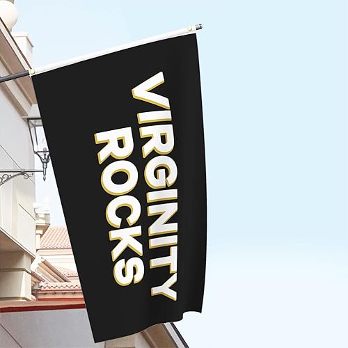 Miniatura 5 de Bandera de Virginity Rocks en negro (3 x 5 pies, resistente, poliéster 150D) para dormitorio universitario y cueva de hombre
