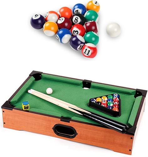 Miniatura 3 de Juego completo de 16 bolas de mesa de billar pequeñas, bolas de tacos de piscina pequeñas, juego de mesa para interiores para niños y adultos,