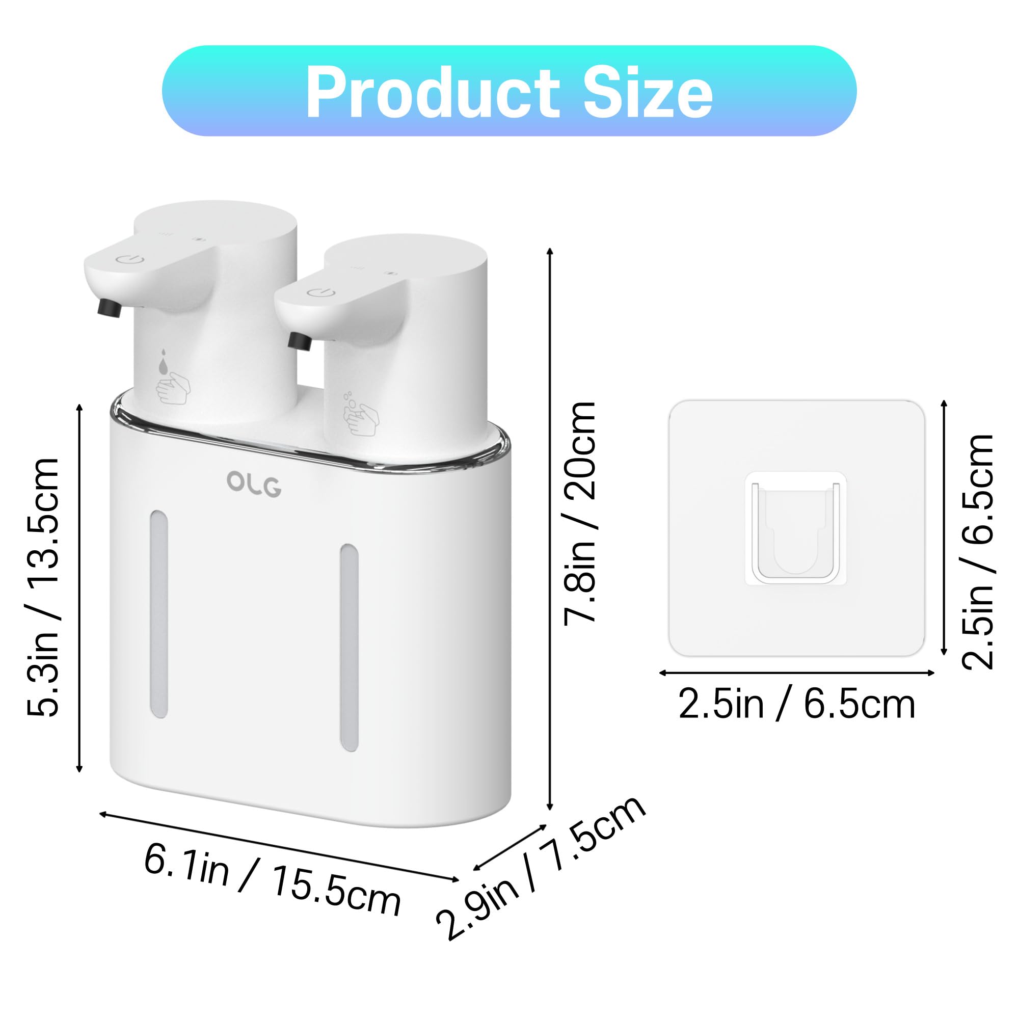 OLG Dispensador de jabón sin contacto, mano automática, doble tanque, 798.5 ml, detergente para platos, cocina, baño, espuma y líquido