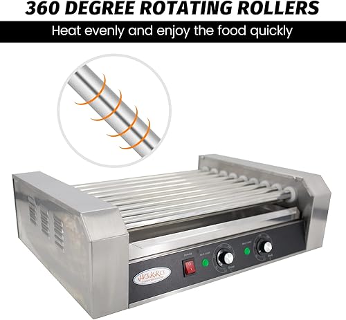 Vista 11 de Hakka - Parrilla comercial para perros calientes con 7 rodillos