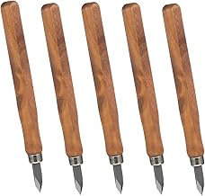 Tofficu 5 Piezas Cuchillo de de carpintería tambor de madera herramientas de xilografía cortador formones para madera para grabar en madera herramientas de tallado a mano
