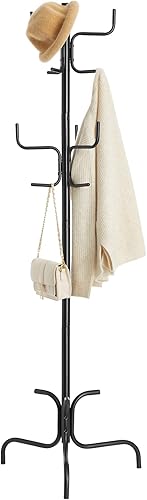 SONGMICS Perchero, árbol de metal independiente con 6 ganchos dobles, para entrada, dormitorio, sala de estar, negro URCR029B01