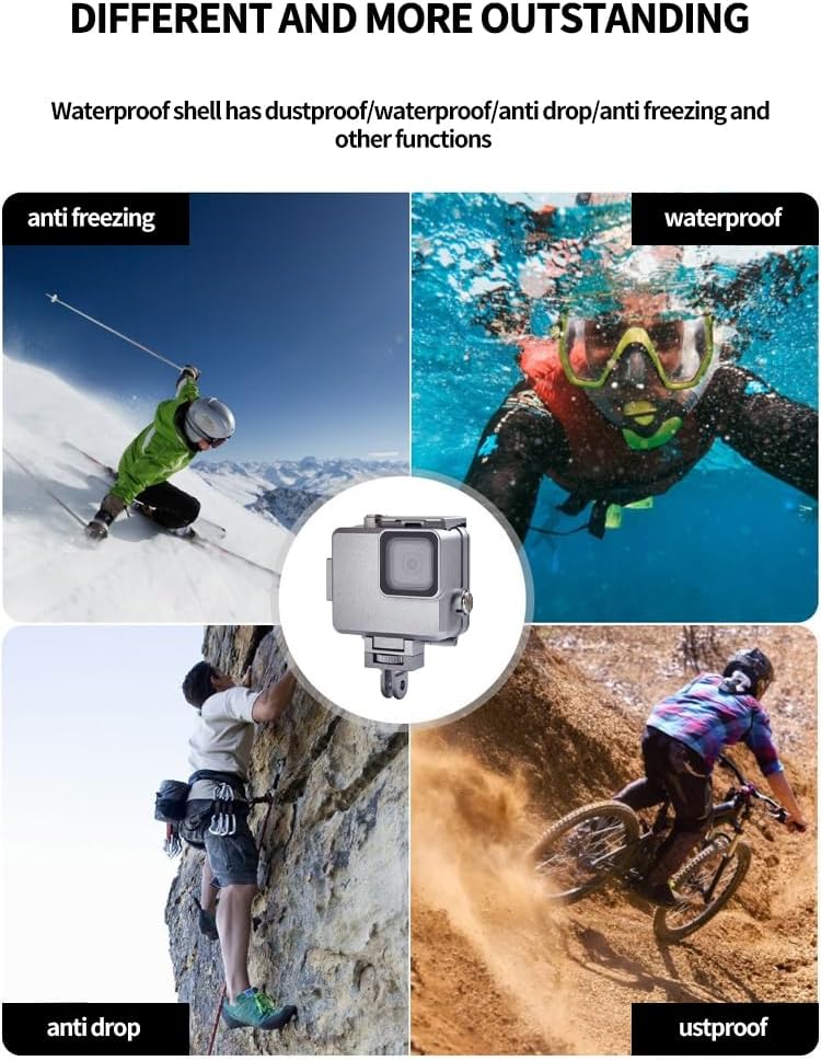 FEICHAO 60/80m Deep Diving Housing Case Camera Underwater Cage Protective Frame Compatible with Hero 11 Mini Action Camera (80m Aluminum Alloy)