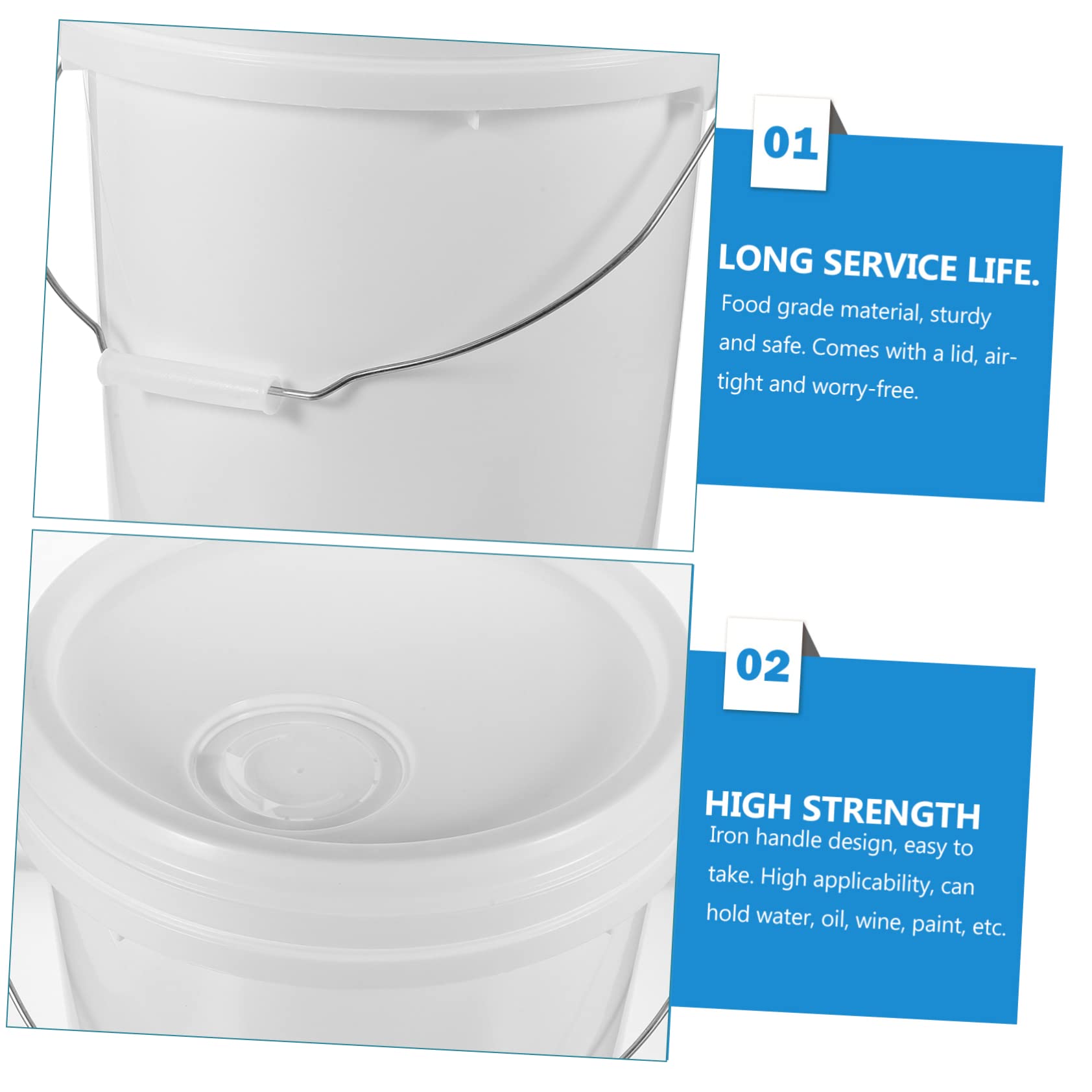 Tofficu Cubo de Pintura Blanco de 10 litros con Tapa Ligera de Hdpe para Almacenamiento Seguro y Fácil Uso en Proyectos de Pintura