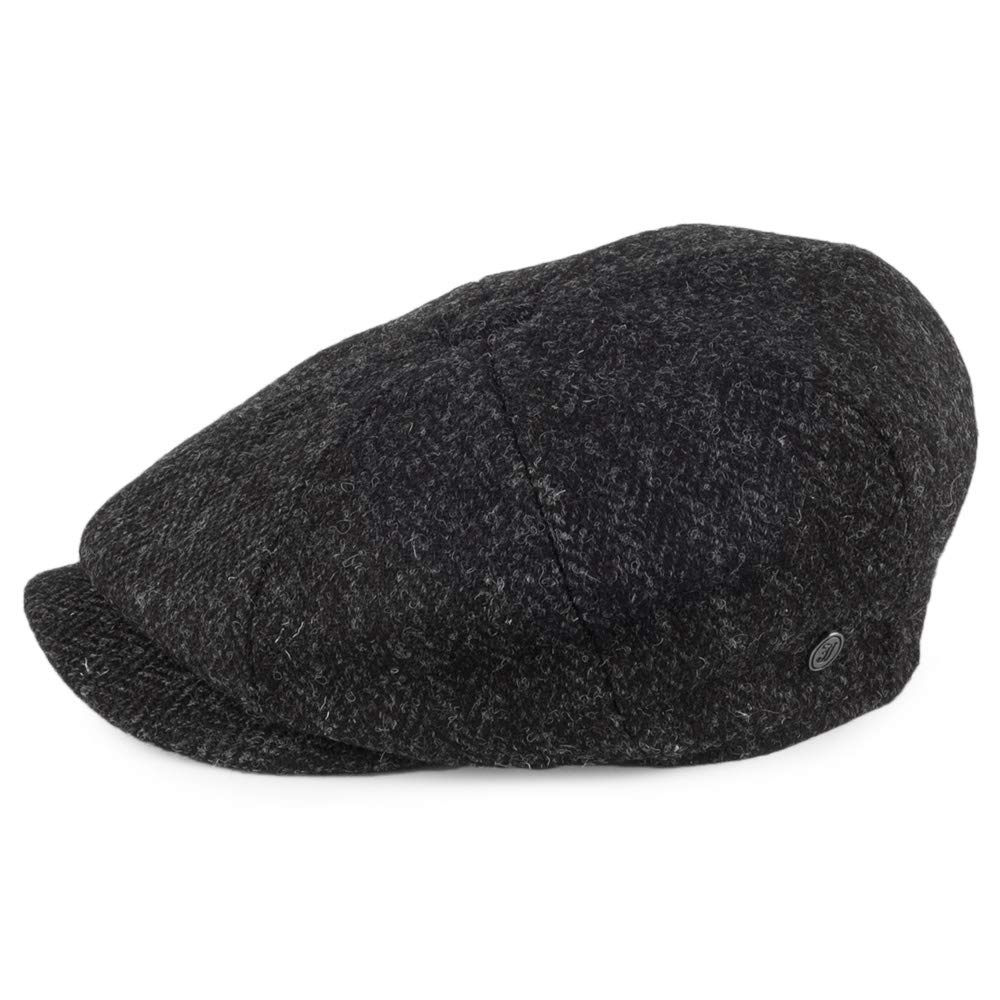 Jaxon & James Taransay Harris Tweed Ballonmütze - Schwarz-Anthrazit