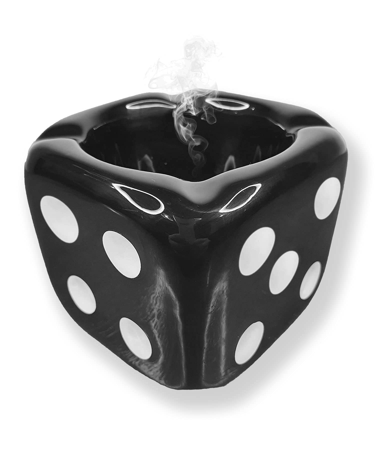 Ashtrays for Cigarettes Dice Ashtray - Premium Ceramic Cool Ashtrays Gifts for Smokers Home Ashtrays for Indoor Outdoor Patio Retro Desktop Decor Unique Decorative Fancy Cute Ashtray Black