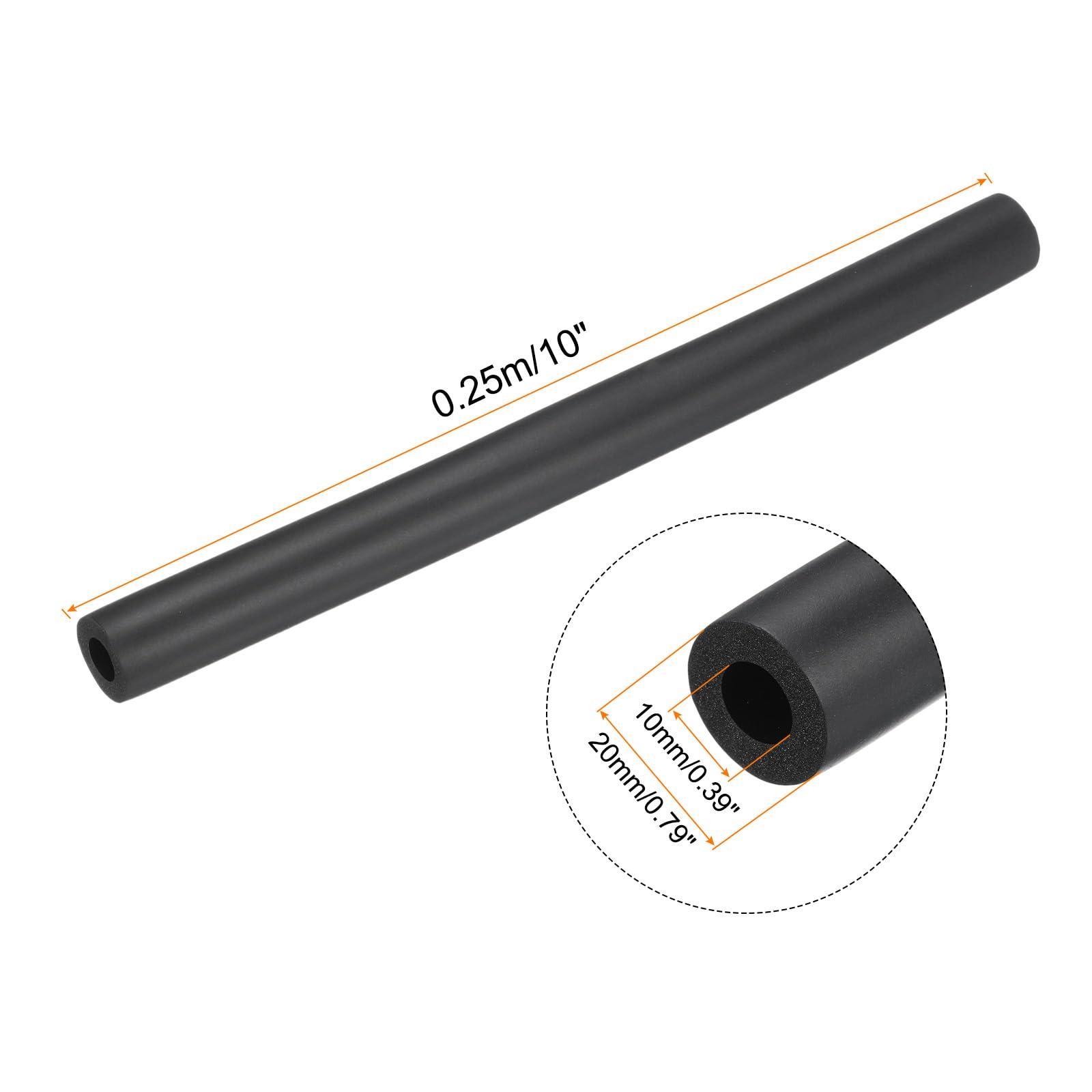 QUARKZMAN 2pz 10" Tubo Isolante per Tubi 10"mm ID 20mm OD Tubo in Schiuma per Supporto Impugnatura, Nero