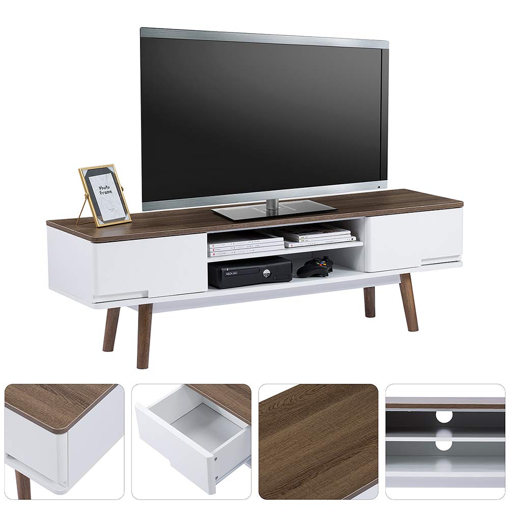 ChooChoo Mid Century Modern TV Stand, Retro TV Console, Wood TV Stand