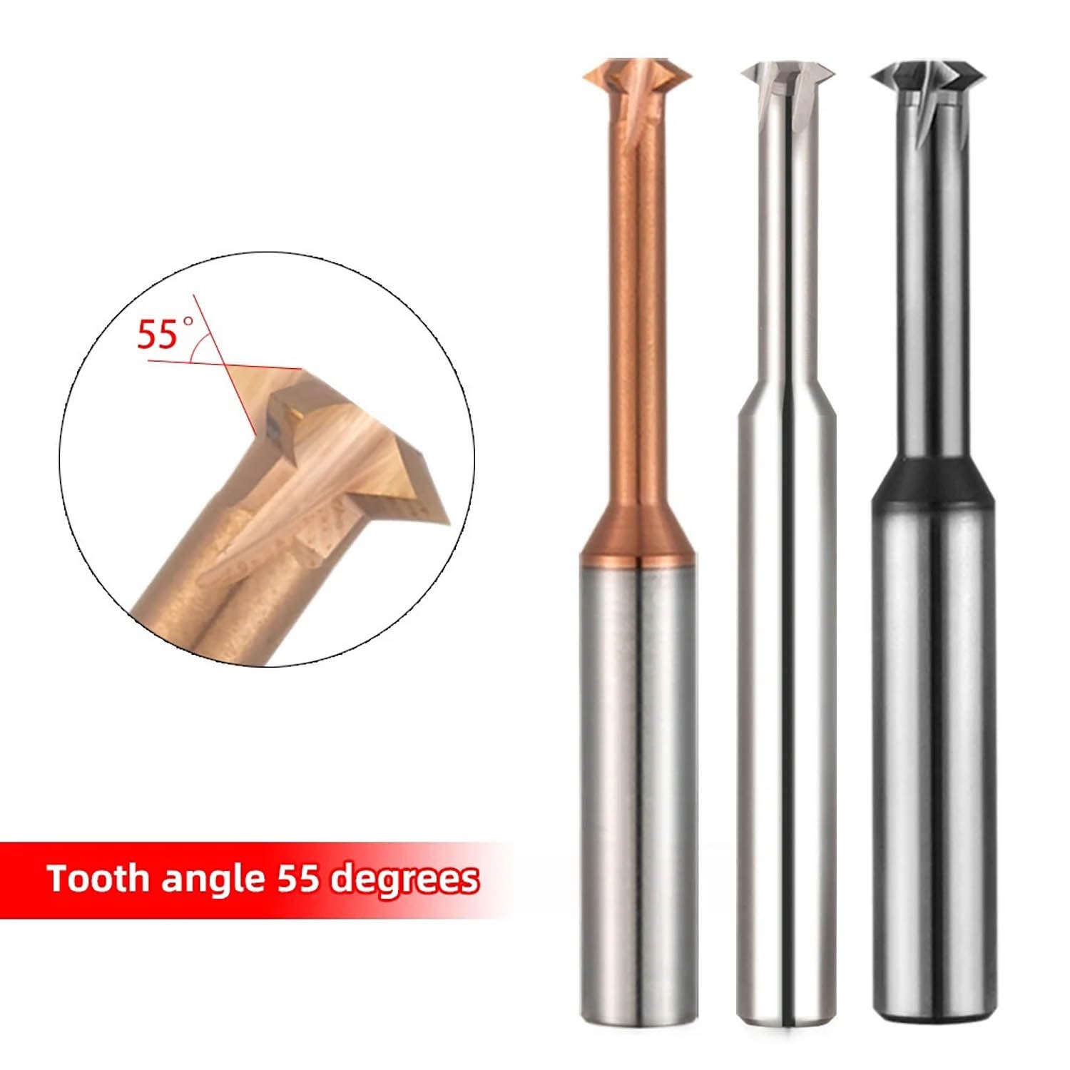 Fresa, Fresa spirale a dente singolo carburo di tungsteno da 55°, metrica(1pcs D3.0x8xd4xl50)