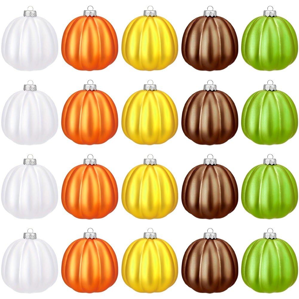 Fituenly 20pcs Halloween Pumpkin Balls Pendant Autumn Pumpkin Ornament Pendant Indoor Outdoor Balls Ornaments for Living Room