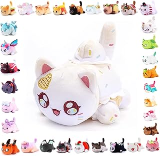 Mee Meows Cat Plush,Cat Food Plushies Cat Mee Meow,Cat Food Plush,Meemeows Anime Cartoon Cat Soft Pillow (ice Cream cat)