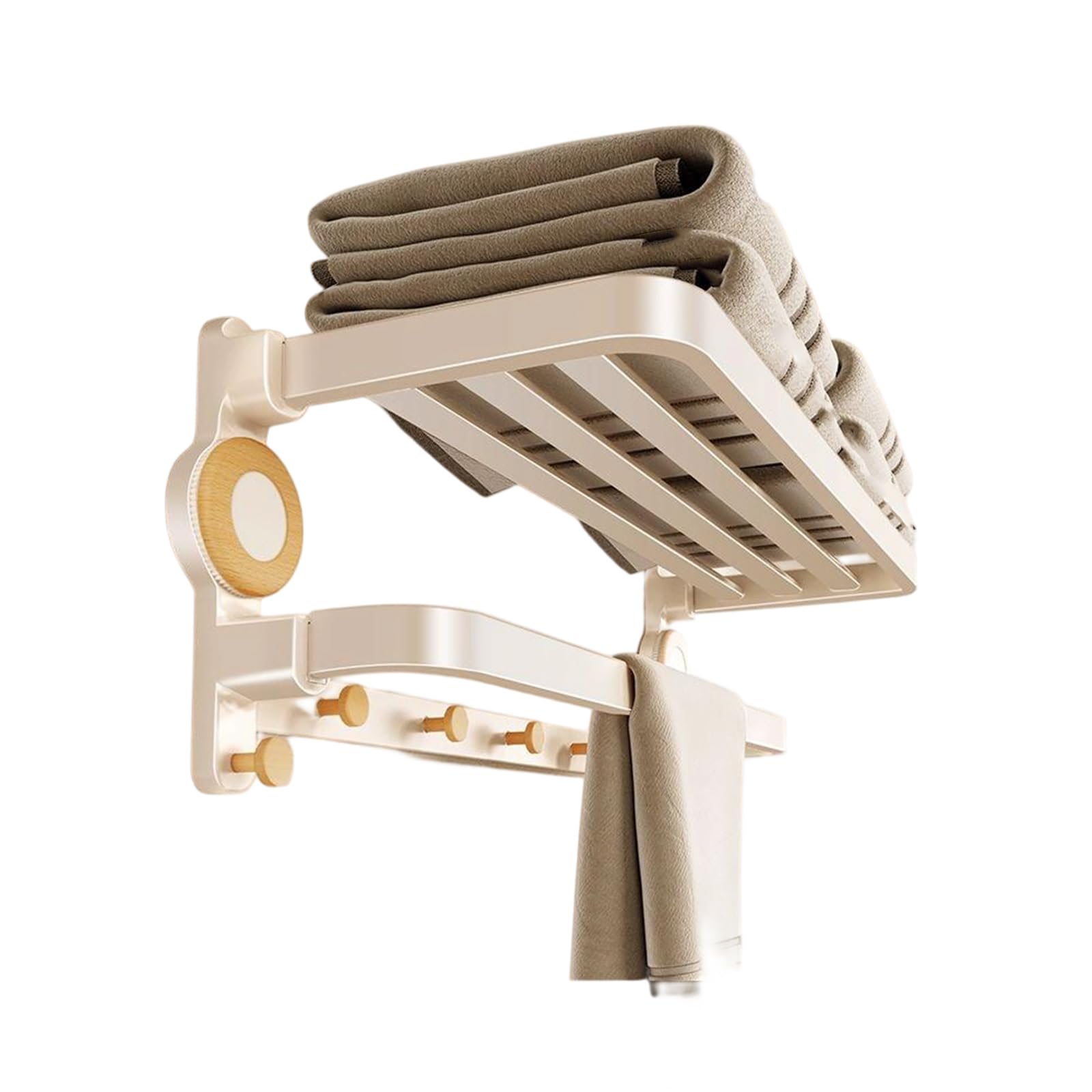 Support serviette blanc déco pliable JATIBOSH avec fixation murale sans percer