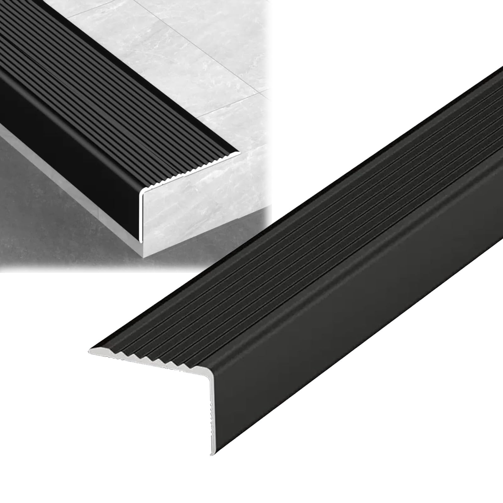 Outdoor antislip traptreden antislip trapneuzen aluminium trim 90 cm, L-Molding Hoekbeschermers, trapneuzen rand antislip tractieloopvlakken, roestbestendige duurzame vloerovergangsstrip voor binnen