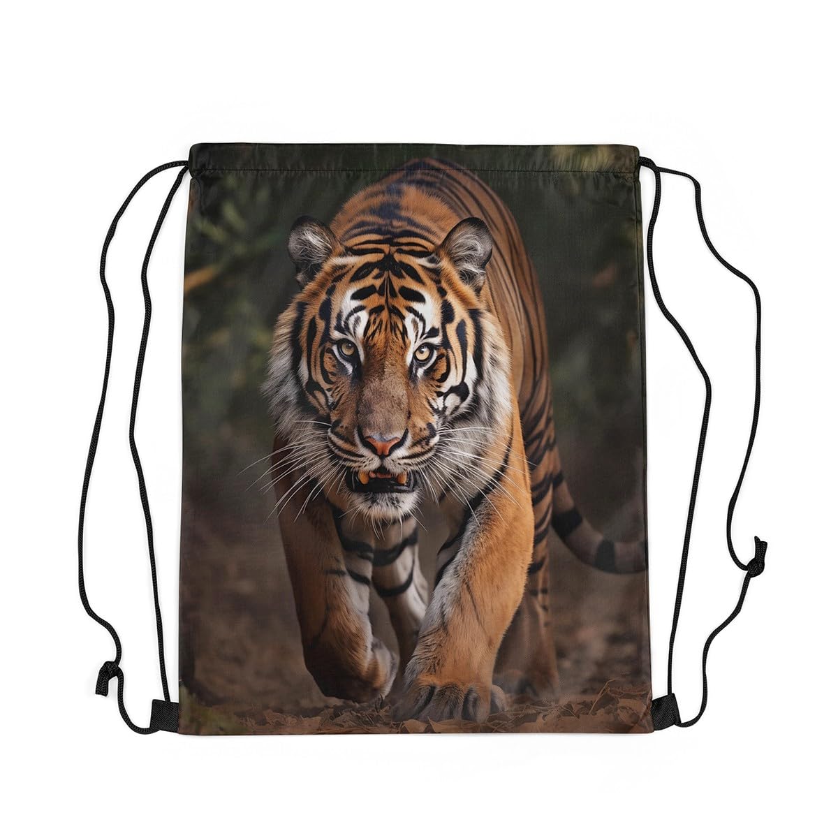Loussiesd Tiger Sports Drawstring Sackpack Wild Animal Drawstring Backpack 40x33cm Wildlife Gym String Bag Safari Cat Print Drawstring Bags