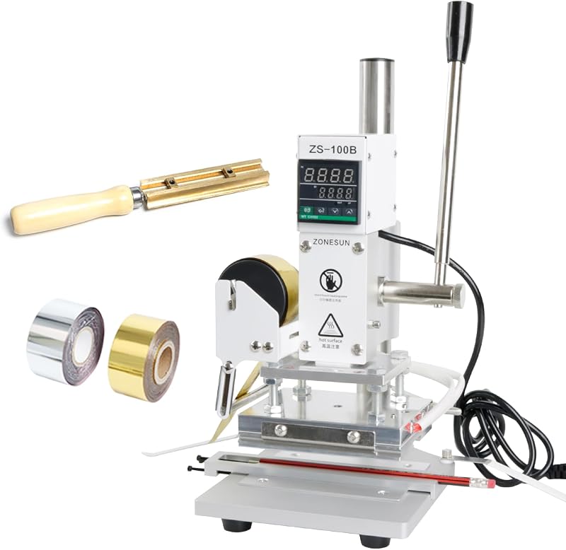 ZONEPACK ZS-100B Dual Use Hot Foil Stamping Machine Manual Bronzing Machine Pencils Leather Embossing Machine