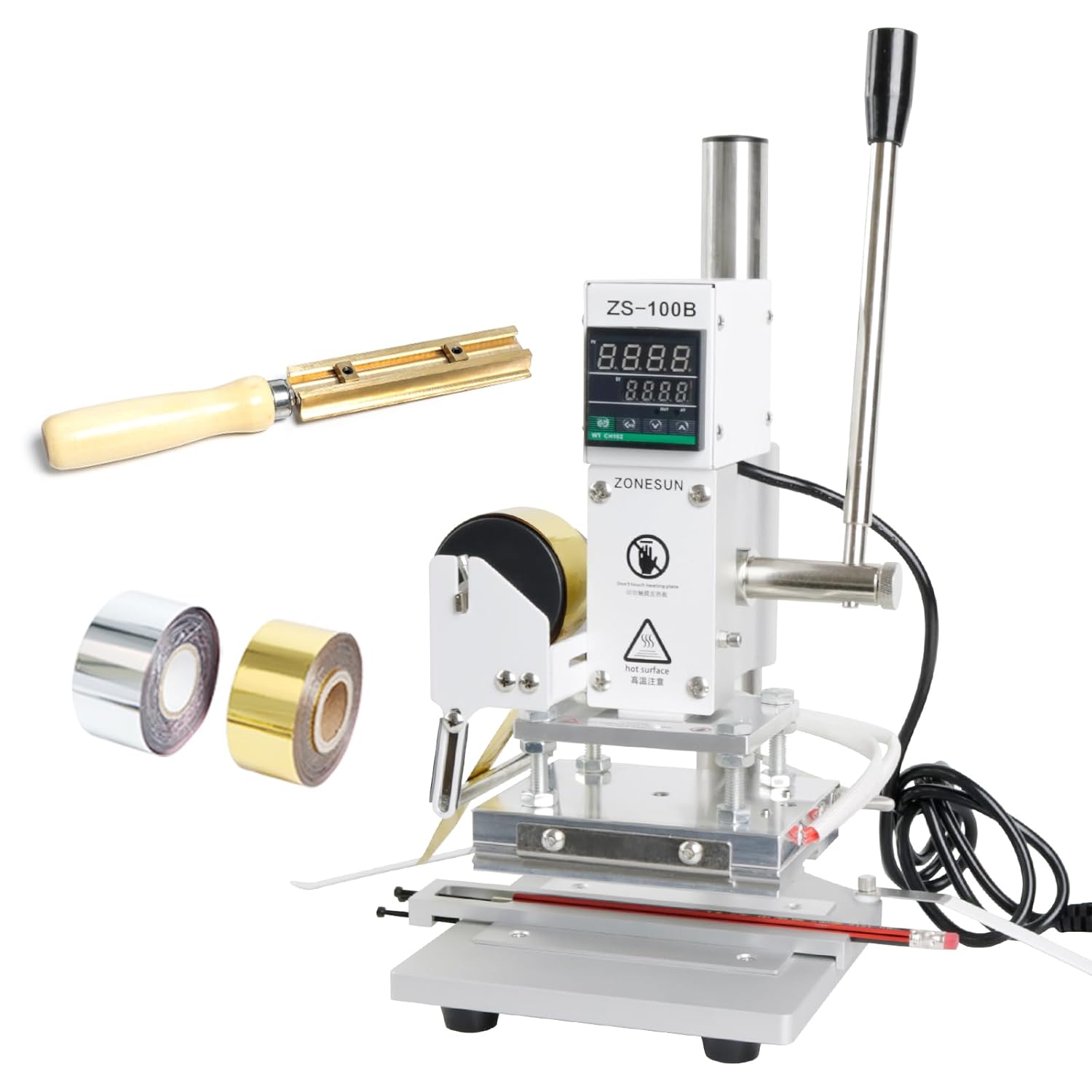 ZONEPACK ZS-100B Dual Use Hot Foil Stamping Machine Manual Bronzing Machine Pencils Leather Embossing Machine
