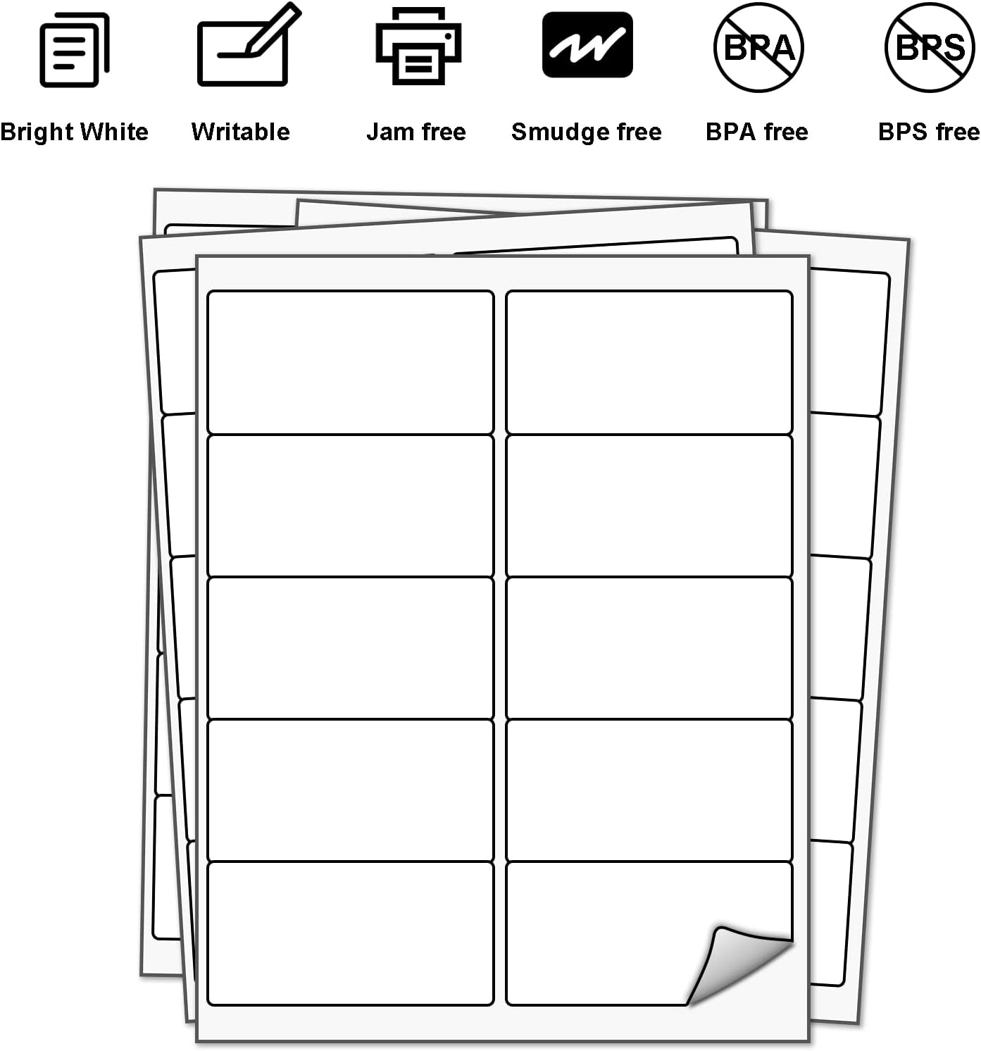 LabelMore 2 x 4 Shipping Labels for Laser or Inkjet Printable, 5000 Labels - 500 Sheets
