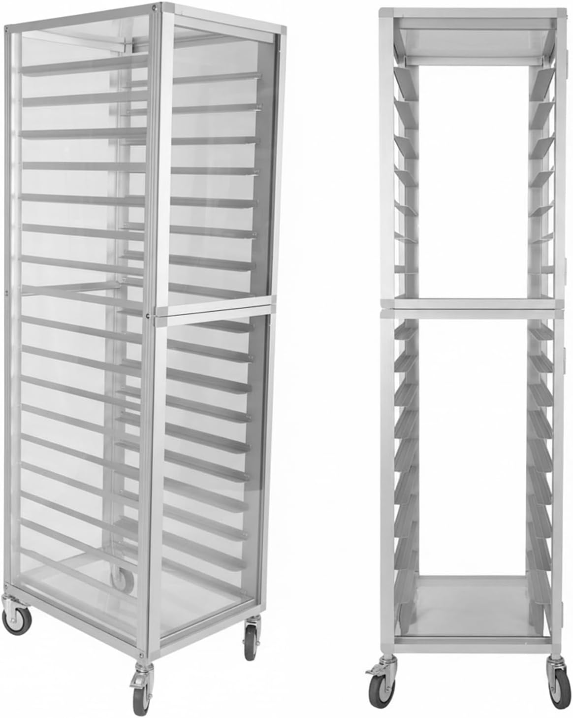 18-Tier Heavy Duty Aluminum Bakery Rack with Brake Wheels Commercial Sheet Pan Speed Rack for Full & Half-Size Pans Bun Pan Storage & Cooling Rack for Kitchen,Home 18.5"x24.6"x70"