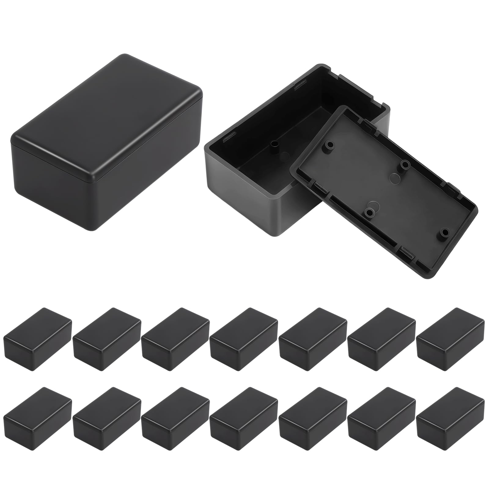 16-częściowy zestaw puszek rozdzielczych czarny mini obudowy elektroniczne 60x35x25mm puszka kablowa wodoodporna płaska plastikowa z etykietami DIY puszka połączeniowa do projektów elektrycznych do