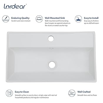 mizxx1221様 Lordear Wall Mount Bathroom Sink 21 x 12 Inch Wall Sink with