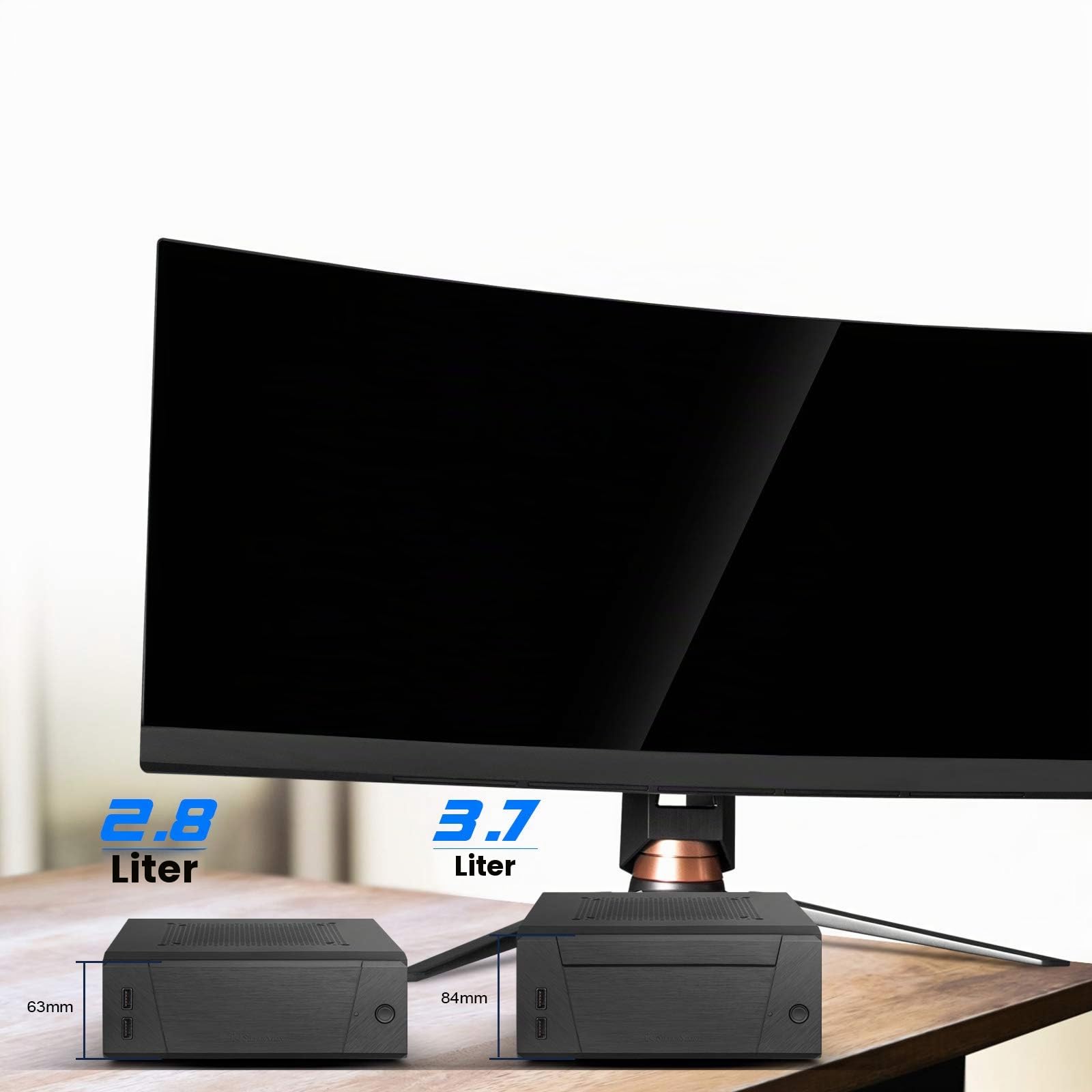 Silverstone Technology SST-ML10B - Milo Mini-ITX kompaktes HTPC Desktop Gehäuse, modulares Design, Inklusive VESA-Montageplatte, schwarz