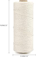Vista 3 de G2PLUS Cuerda de algodón blanco, 1MM 656 pies de hilo de algodón para panaderos para atar carne, asar, salchichas, pavo, carniceros (blanco claro)