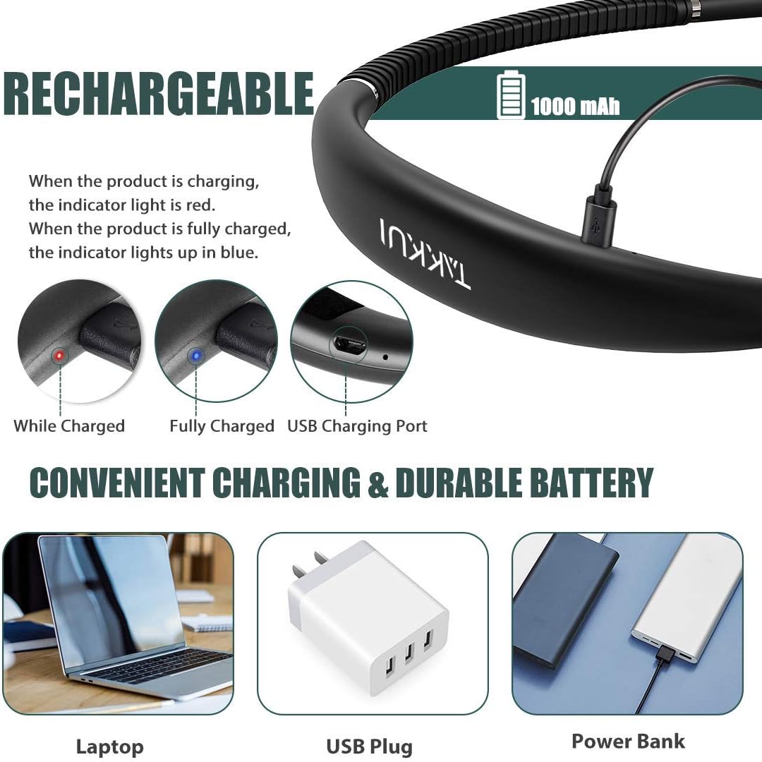 Neck Reading Light, Book Light for Reading in Bed at Night 3 Modes & 3 Brightness Adjustable LED Eye Care Book Light for Reading, Rechargeable Book Light for Camping, Knitting, Repairing - - 