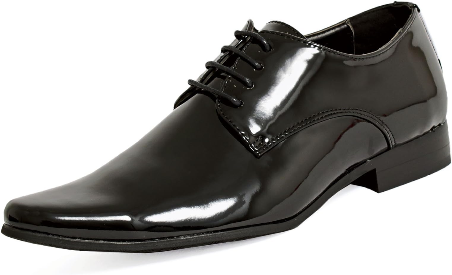 Mens Black Tuxedo Dress Shoes Patent Contemporary Style Laced