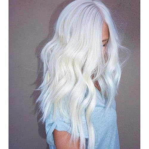 Miniatura 2 de Peluca larga rizada con separador de cabello, peluca larga rizada de cabello blanco, natural, sintético, peluca ondulada Expresshair1 (blanco, talla