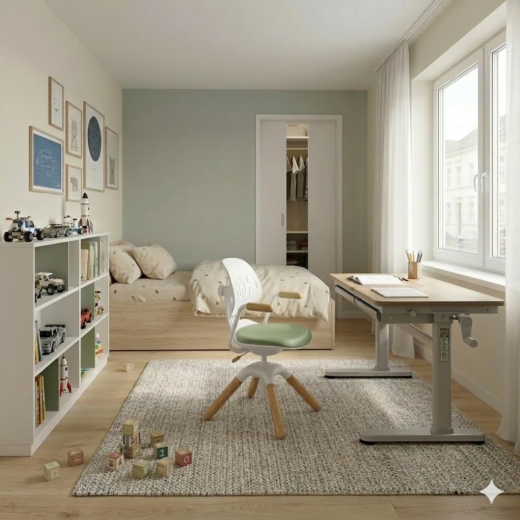 HOKO Kinderschreibtisch, Höhenverstellbar Kinderschreibtische 120x60 cm, Schreibtisch Kinder ab 6 Jahren, neigbare Tischplatte mit Schubladen, 100kg Belastbarkeit, Verstellbar von 54-76cm (Holz,CELIN)