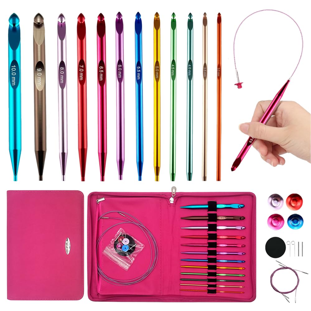 Amazon.com: Yarniss Tunisian Crochet Hooks Set with Cable,Long