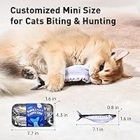 Vista 7 de Petgravity Bite-Sized Realistic Flopping Fish Cat Toys, 3 Pack, Interactive Cat Toys for All Breeds, Tap-Activated 3 Flapping Mode