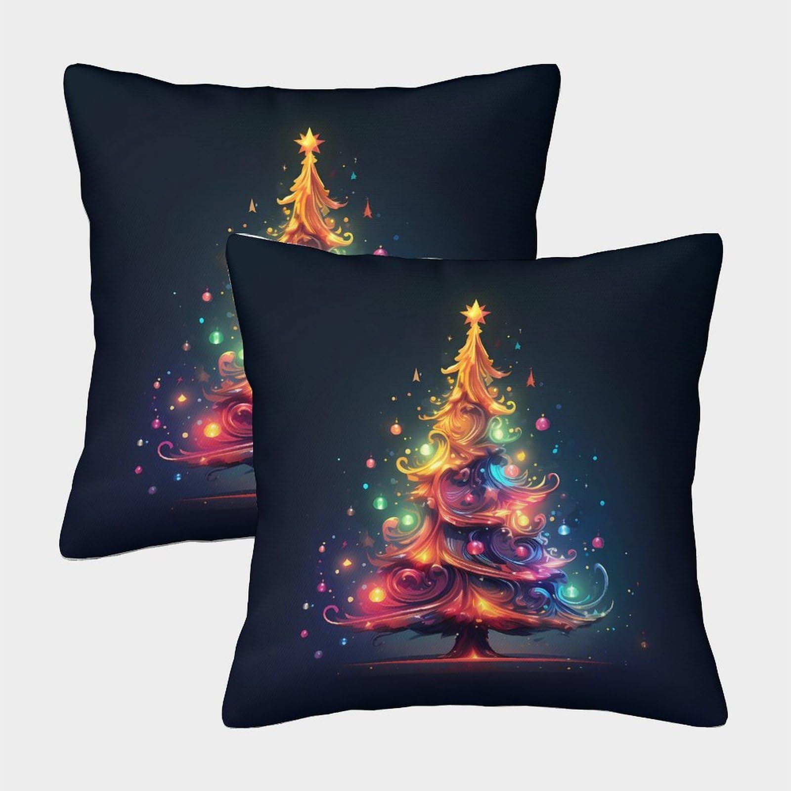 QFVANSIYO Festive Christmas Tree 3D Printed Pillowcase Microfiber Bedroom Decor Xmas Tree Pillow Cover Soft Breathable Home 40x40cm